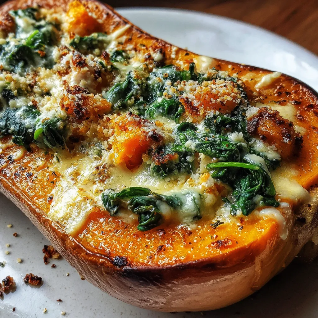 Creamy Spinach Stuffed Butternut Squash