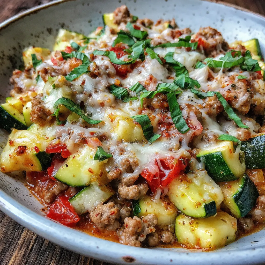 One-Pan Cheesy Ground Turkey Zucchini Skillet