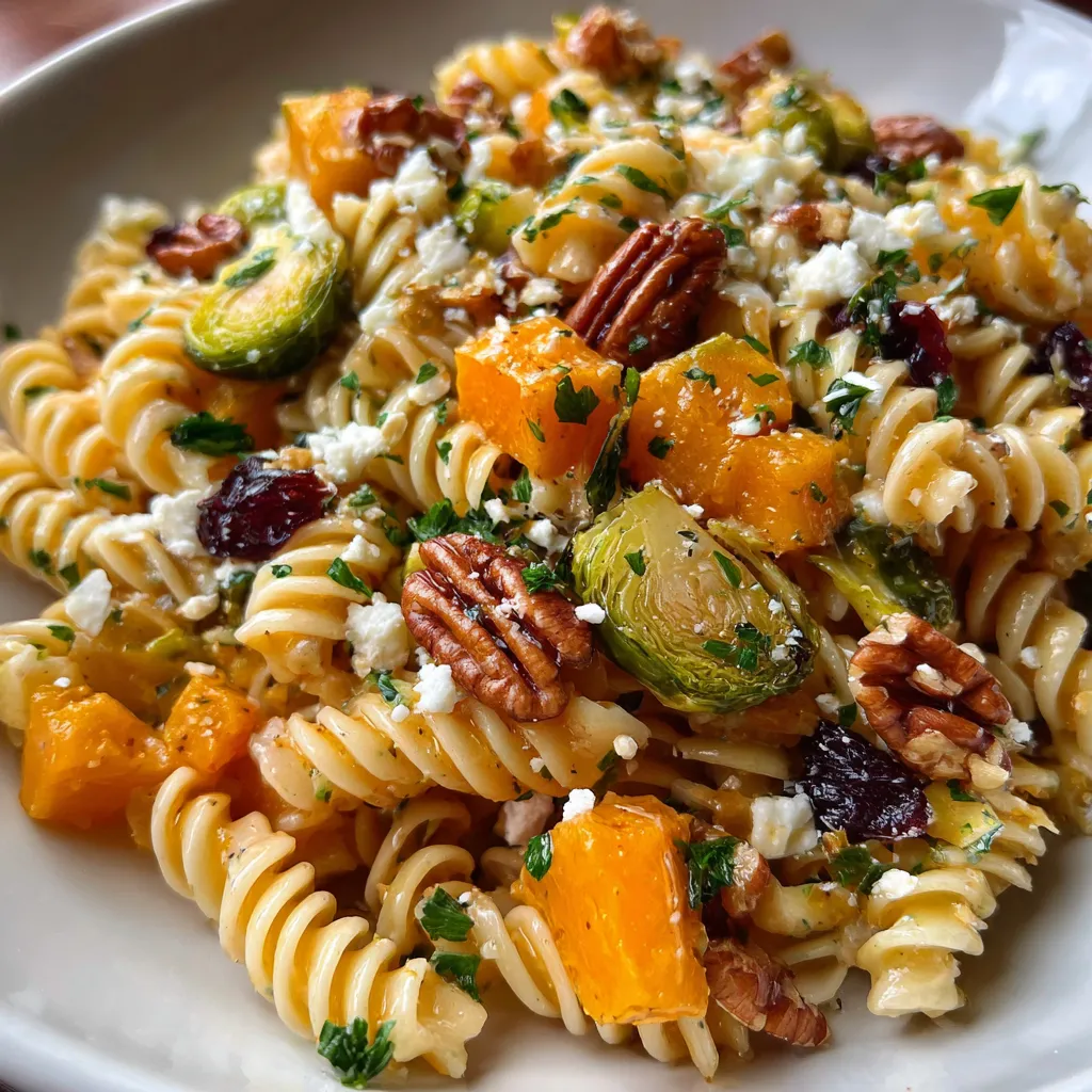 Fall Pasta Salad with Butternut Squash and Brussels