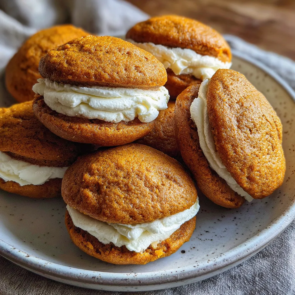 Pumpkin Whoopie Pies with Cream Cheese Filling