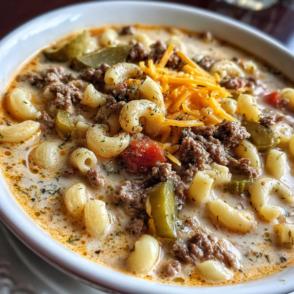 One-Pot Macaroni Cheeseburger Soup
