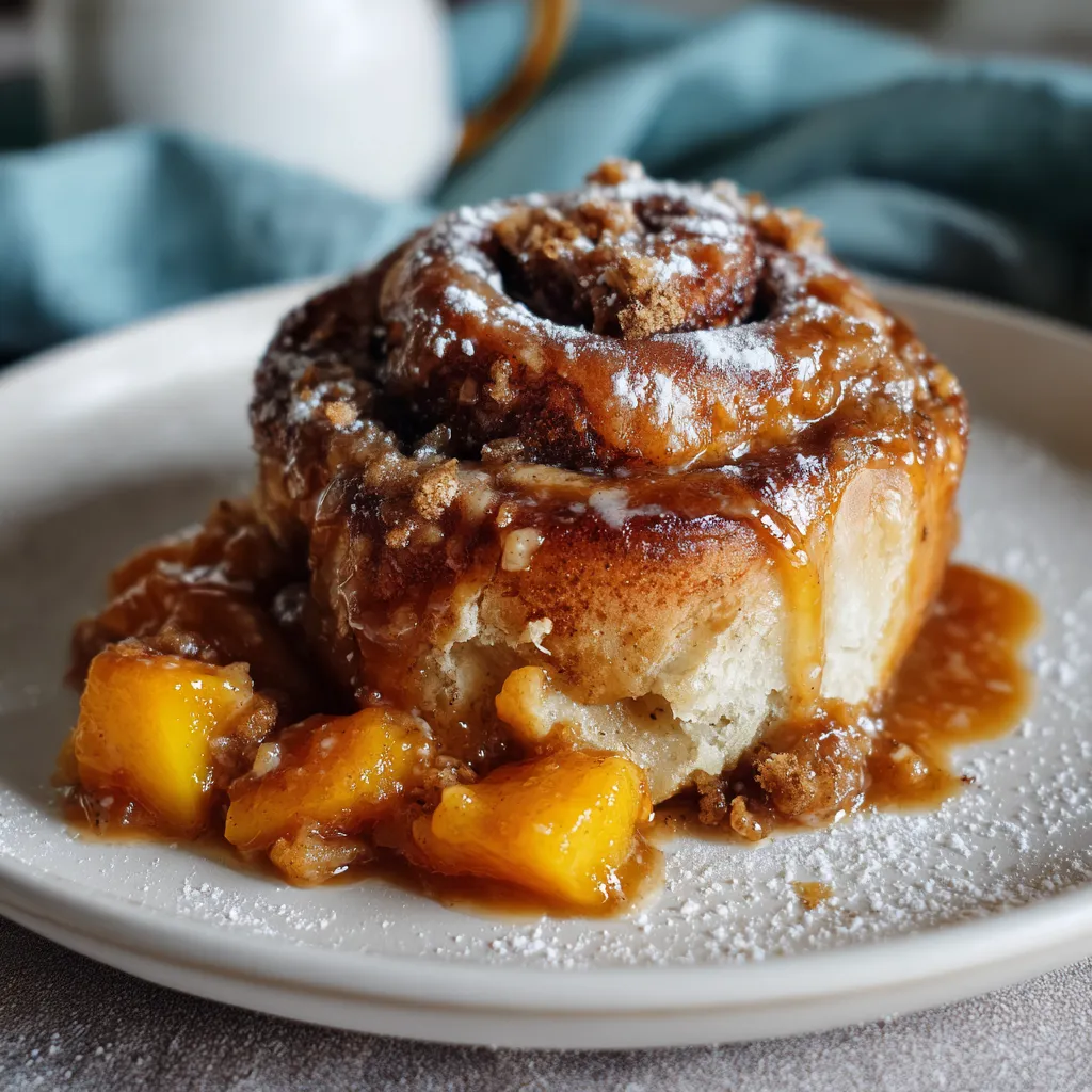Peach Cobbler Cinnamon Rolls