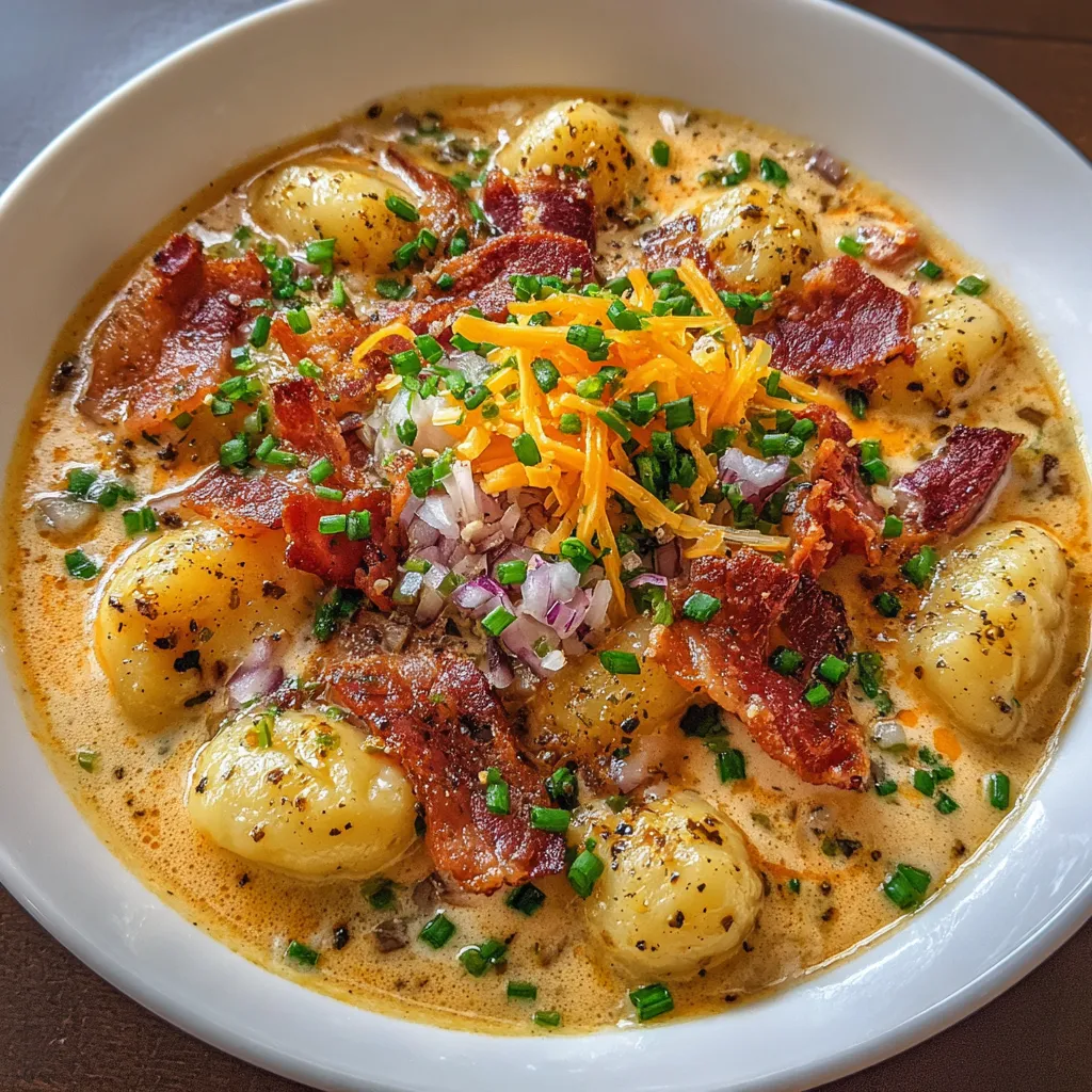Warm Bacon & Cheddar Gnocchi Soup