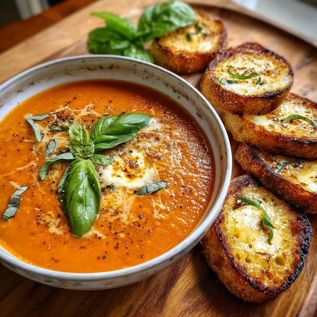 Roasted Tomato Soup with Crispy Gruyère Toasts