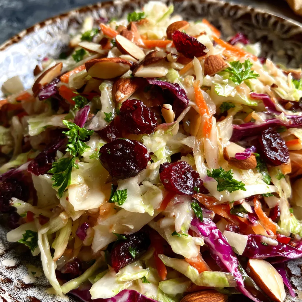 Cranberry Almond Thanksgiving Slaw with Apple Cider Vinaigrette
