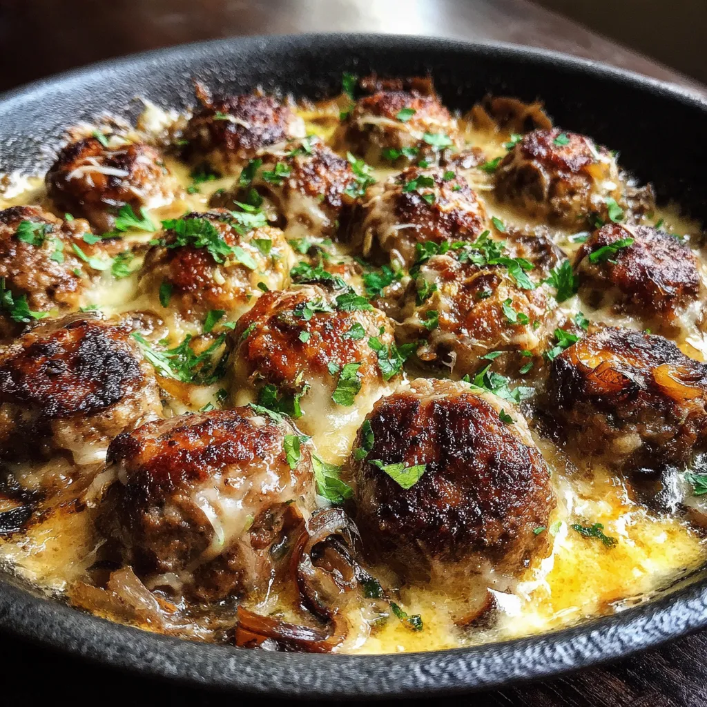 French Onion Meatball Skillet