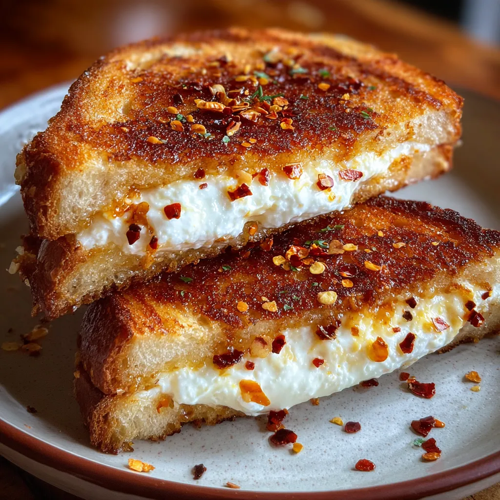 Goat Cheese Grilled Cheese with Honey and Red Pepper Flakes