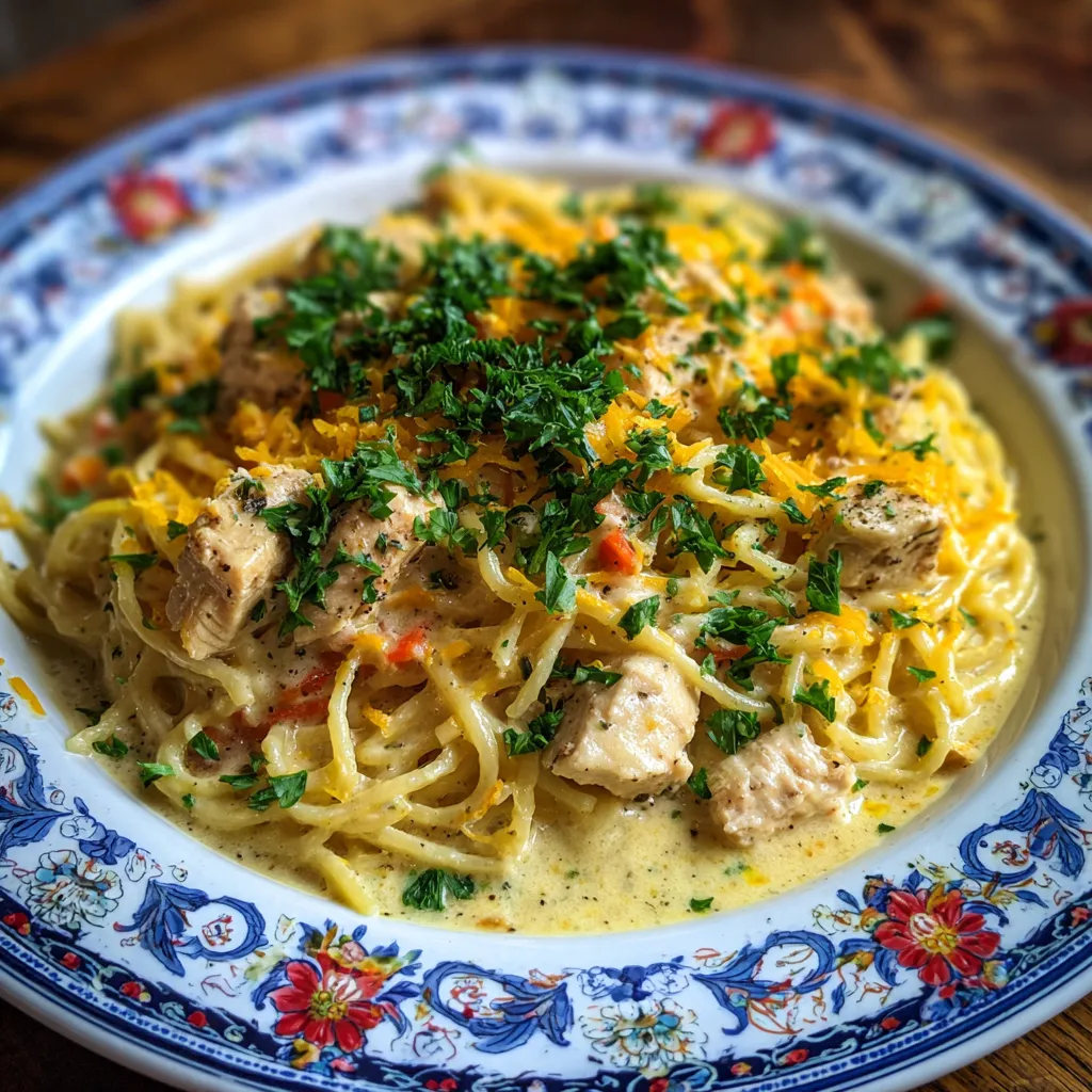 Crockpot Chicken Spaghetti