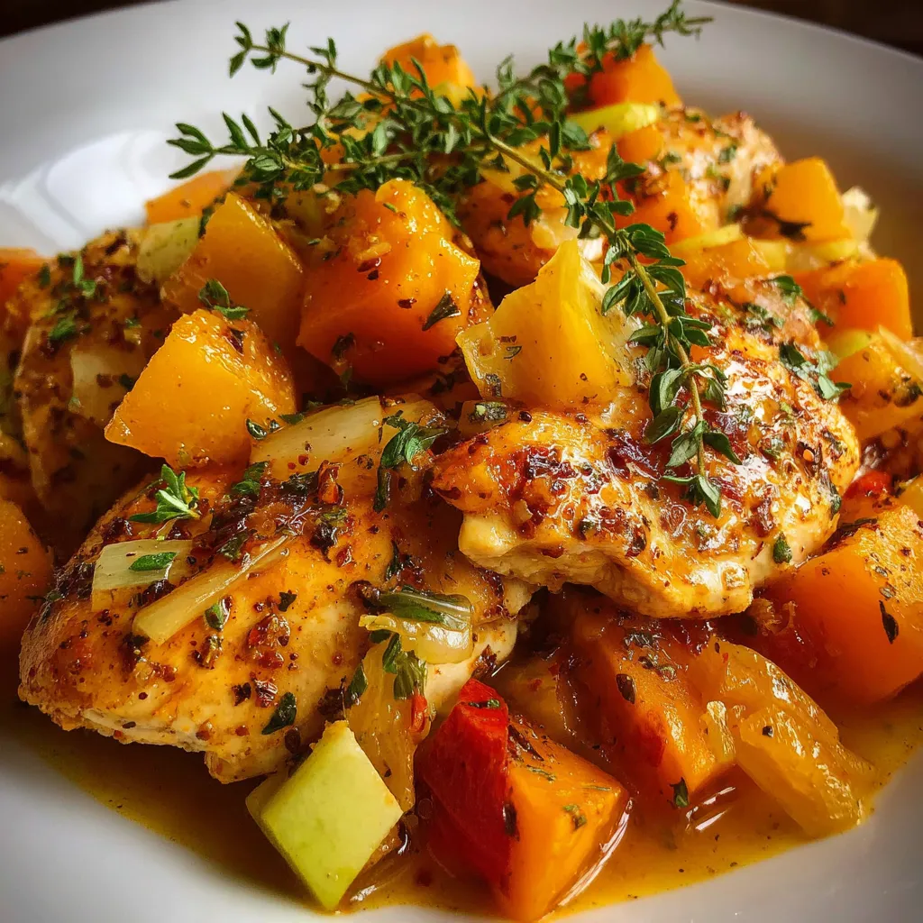 Apple Butternut Squash Chicken in Crockpot