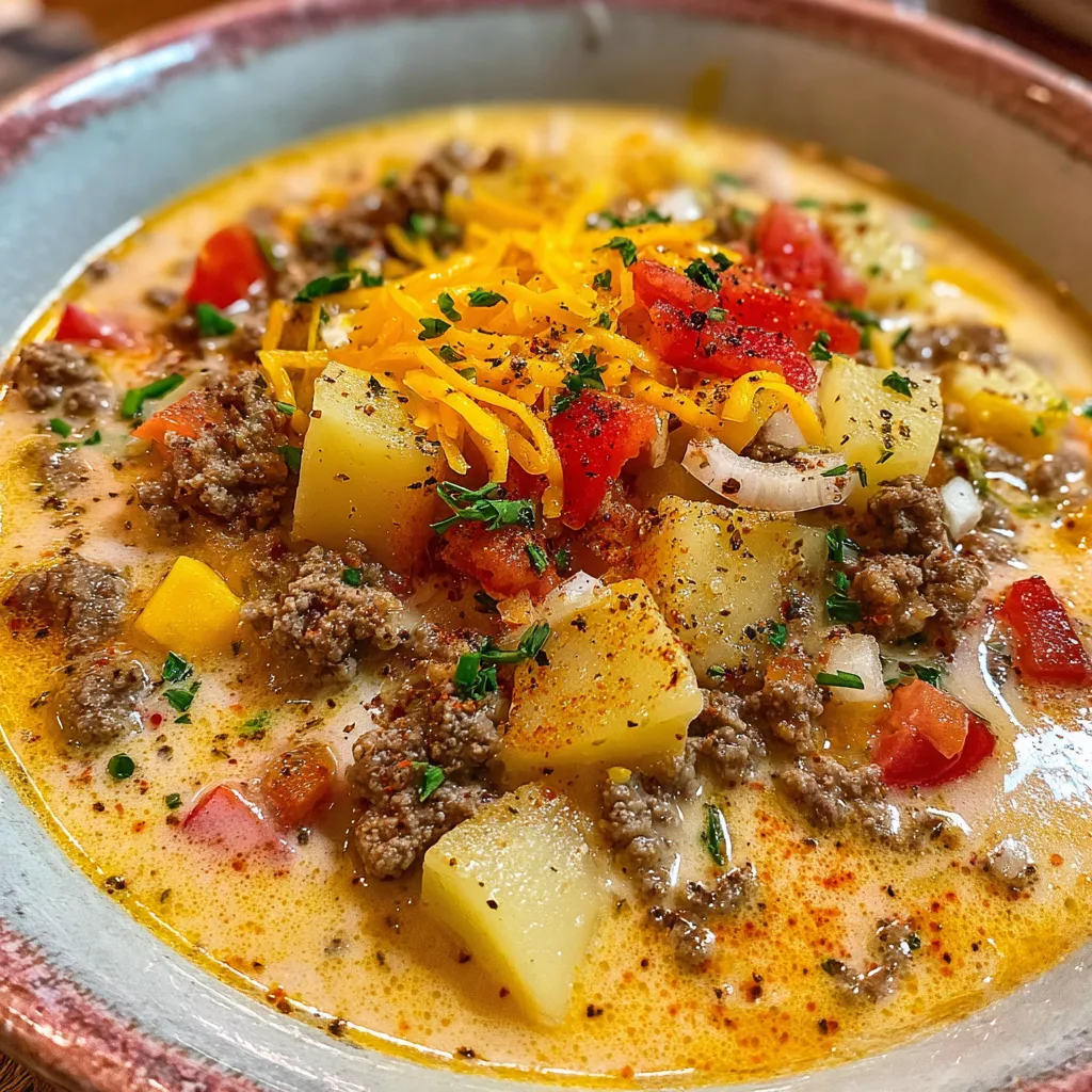 Crockpot Cheeseburger Soup