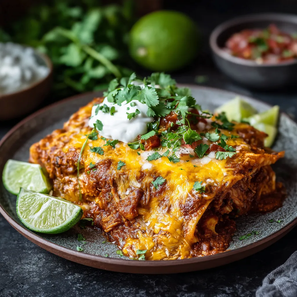 Healthy Slow Cooker Chicken Enchilada Casserole