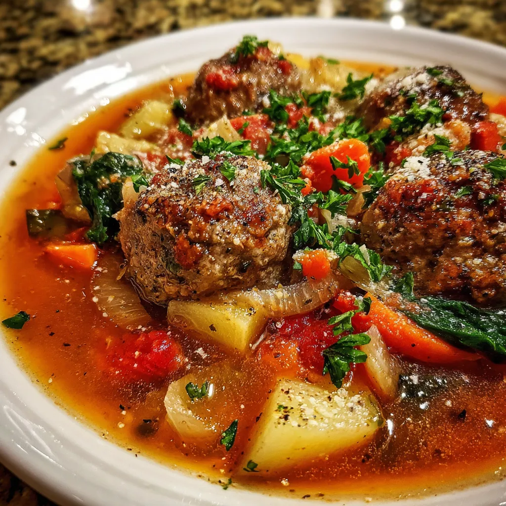Hearty Slow-Simmered Italian Meatball Soup