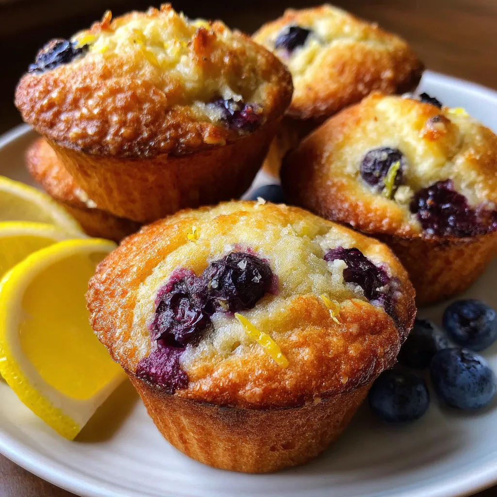 Moist Bakery Style Lemon Blueberry Muffins