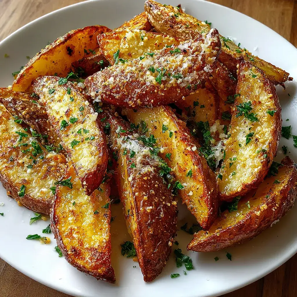 Crispy Garlic Parmesan Potato Wedges