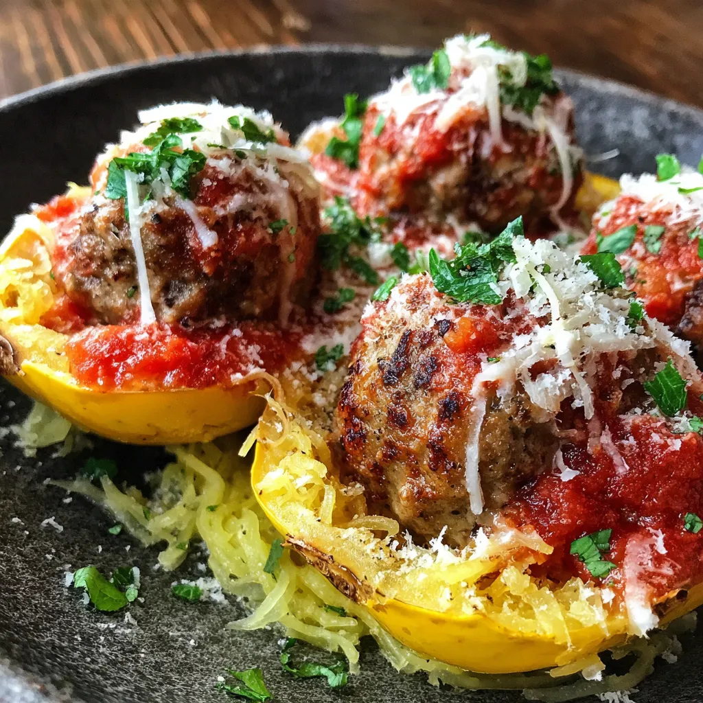 Spaghetti Squash Boats with Meatballs Gluten-Free