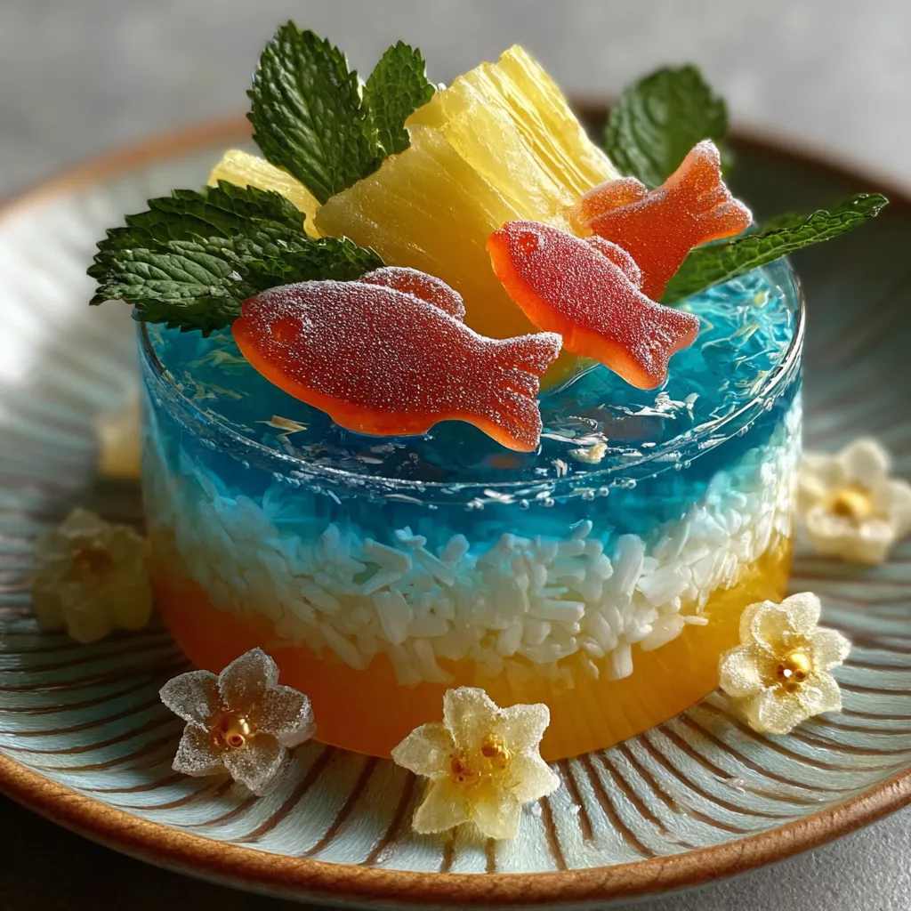 Chilled Layered Tropical Aquarium Parfait