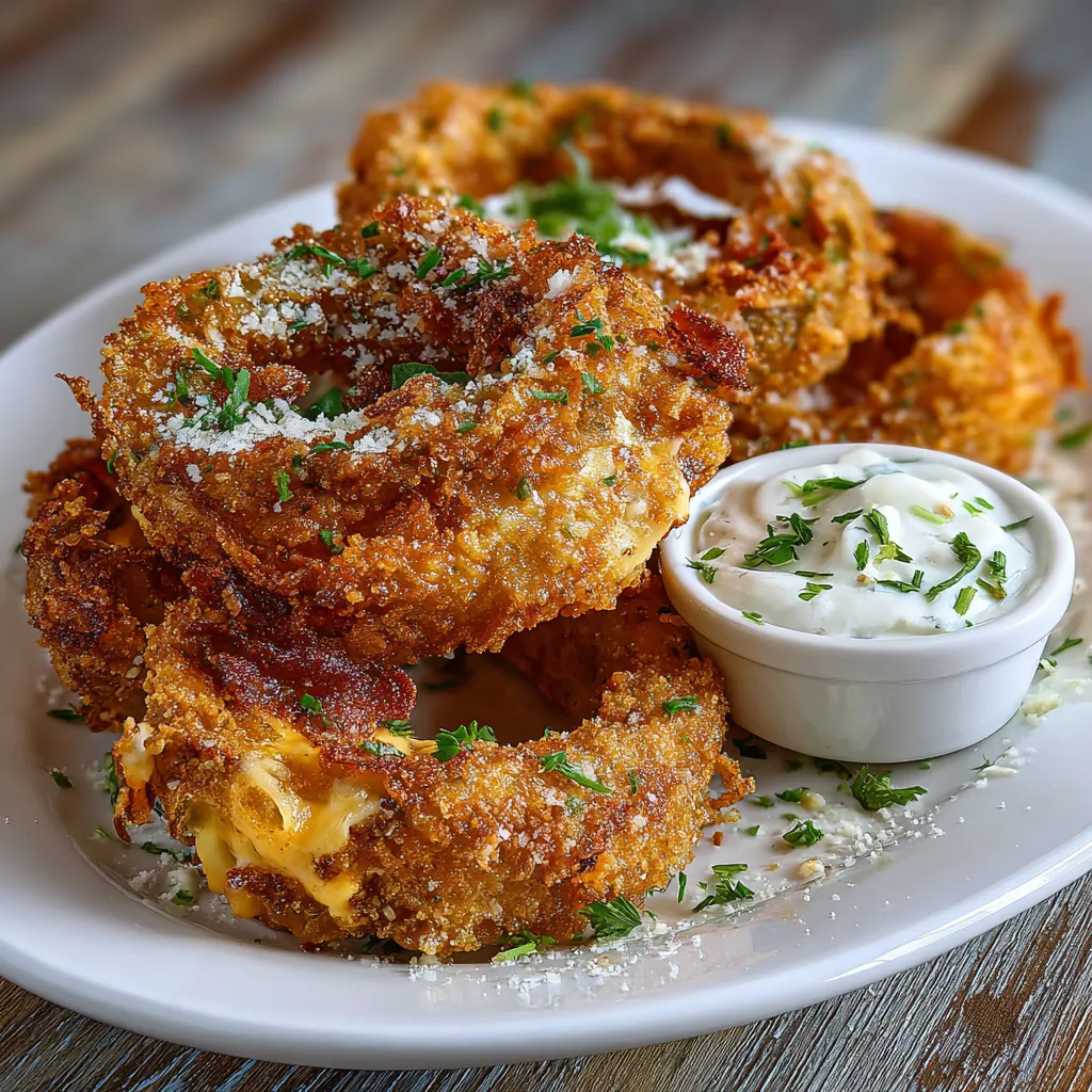 Crispy Fried Jalapeño Popper Stuffed Onion Rings