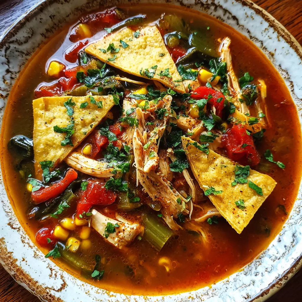 Spicy Poblano Chicken Tortilla Soup