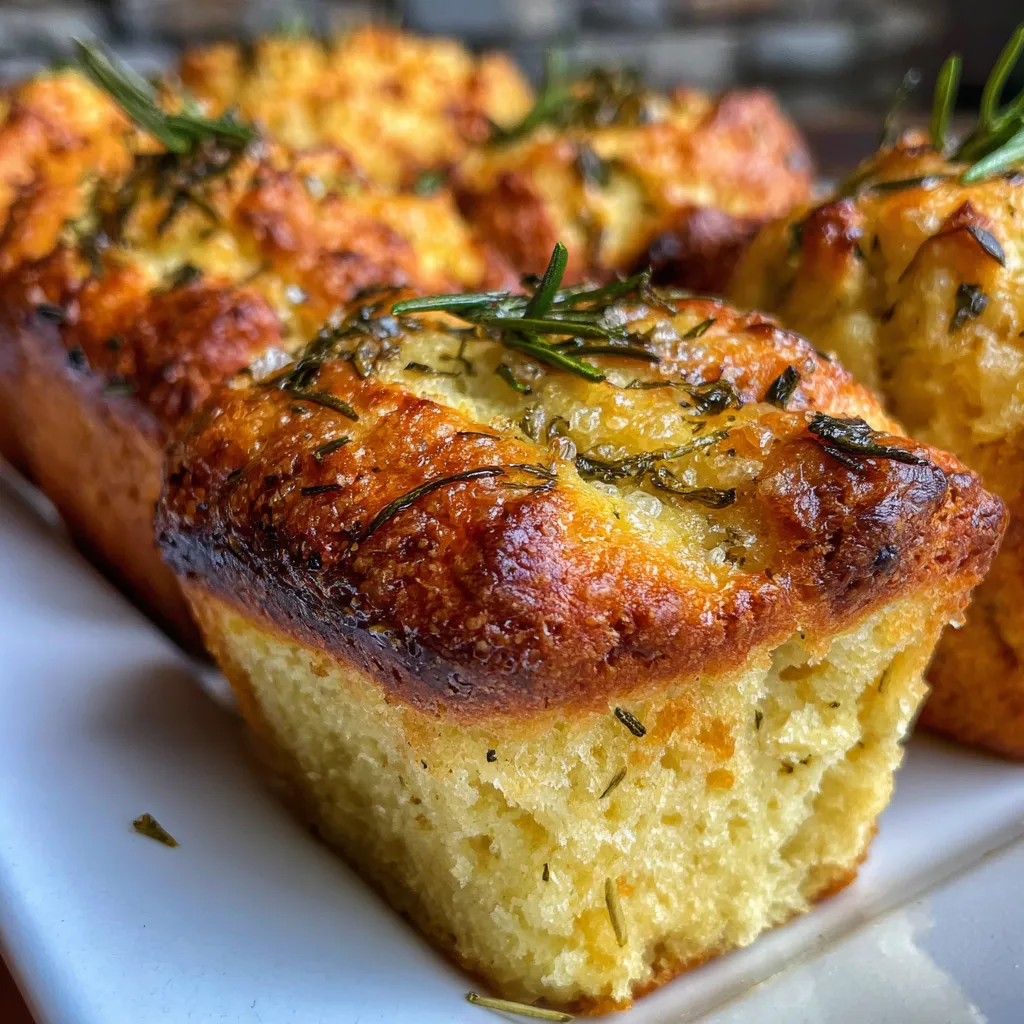 Golden Crust Garlic Rosemary Focaccia Muffins