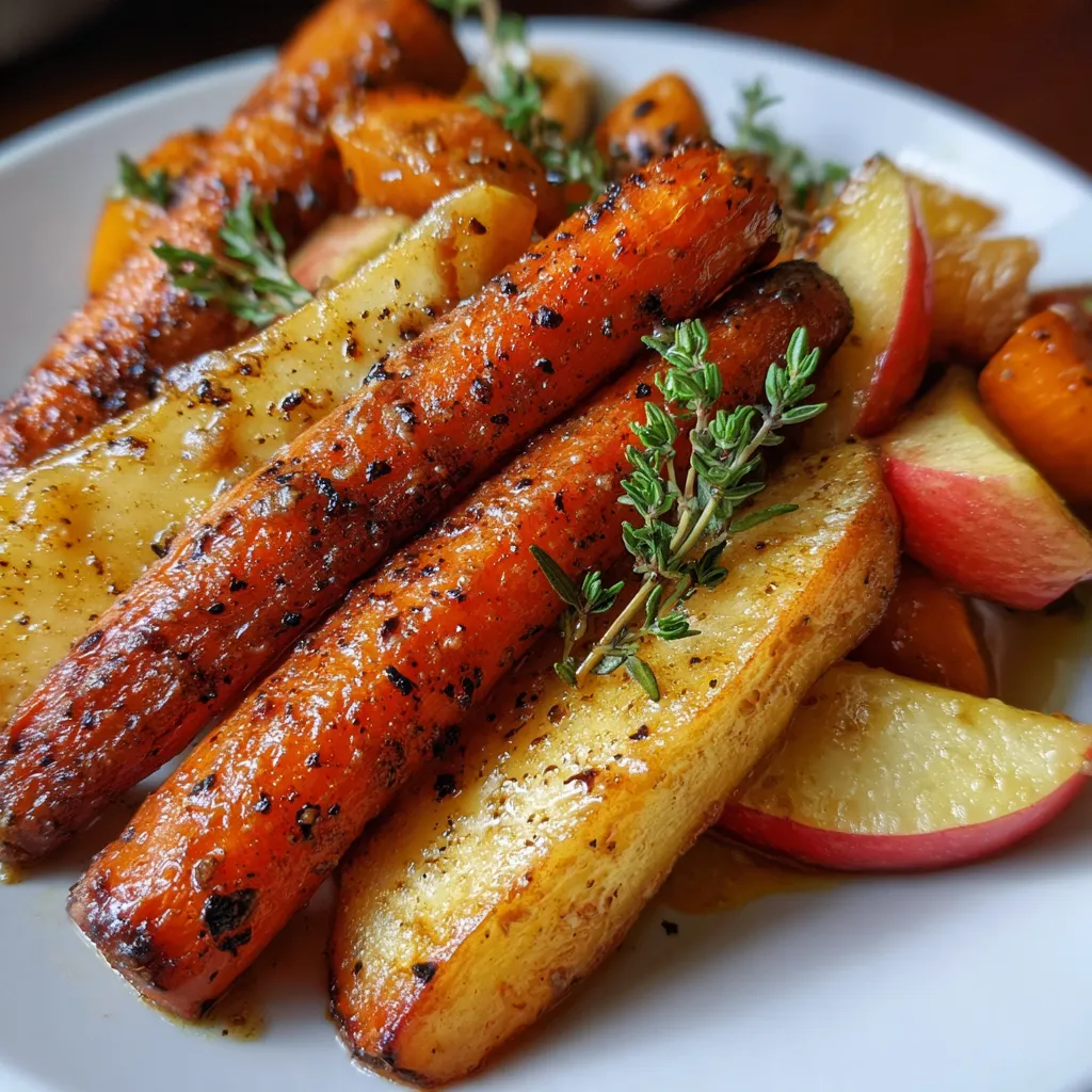 Maple Dijon Roasted Apples &amp; Carrots